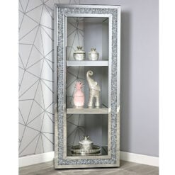 Diamond Crush 3 Shelf Mirrored Display Cabinet Bookcase Shelving Unit