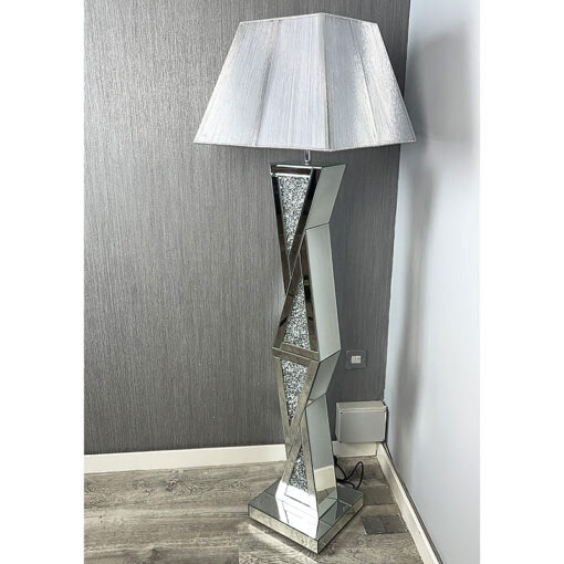 Diamond Crush Mirrored Cross Floor Lamp