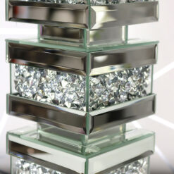 Diamond Crush Mirrored Table Lamp With A Silver Lamp Shade