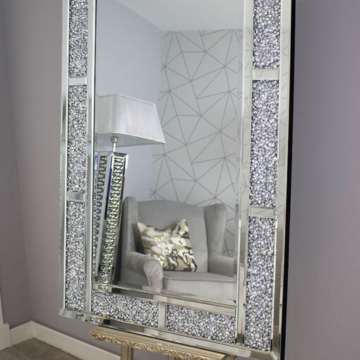 Diamond Crush Mirrored Wall Mirror 120cm