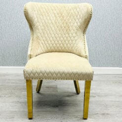 Diana Wide Mink Velvet And Gold Dining Chair With Ring Knocker