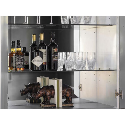 Knightsbridge Mirrored Glass And Black Metal Drinks Cocktail Cabinet