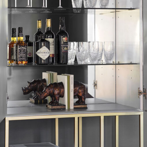 Knightsbridge Mirrored Glass And Gold Metal Drinks Cocktail Cabinet