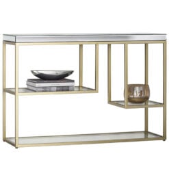 Knightsbridge Mirrored Glass And Gold Metal Hallway Console Table