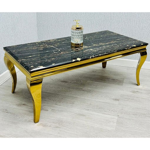 Luxury Black Marble Dining Table With Gold Legs 180cm