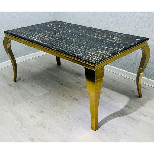 Luxury Black Marble Dining Table With Gold Legs 180cm