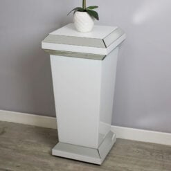 Madison White Glass Mirrored Column Pillar Side Table 80cm