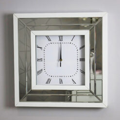 Madison White Glass Mirrored Wall Clock 50cm