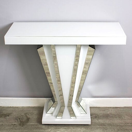Madison White Mirrored Glass Fan Console Table