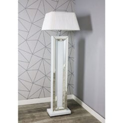 Madison White Mirrored Glass Floor Standing Lamp 125cm