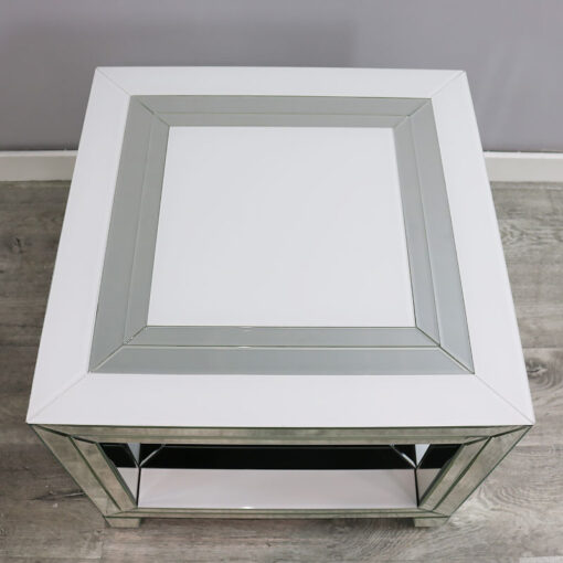 Madison White Mirrored Glass Side Table