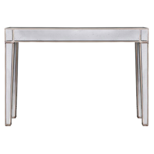 Malone Antiqued Mirrored Glass Slim Narrow Console Table Hallway Table