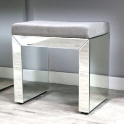 Mirrored Glass Dressing Table Set With Vanity Mirror And Stool