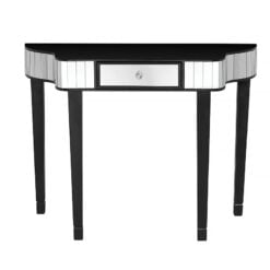 Alberta Mirrored Glass And Black Wood 1 Drawer Console Table