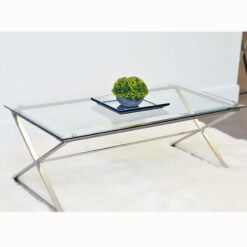 Blair Brushed Steel And Bevelled Glass Coffee Table
