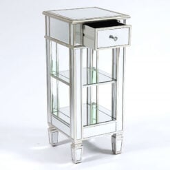 Canterbury Silver Mirrored Glass 1 Drawer Side Table