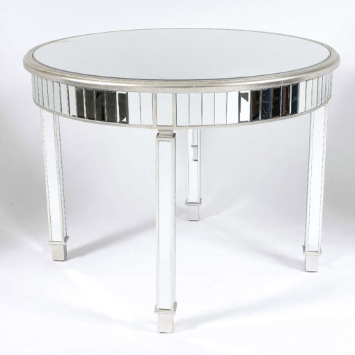 Canterbury Silver Mirrored Glass Venetian Tall Round Dining Table
