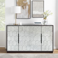 Catalina Antiqued Mirrored Glass Sideboard Cabinet
