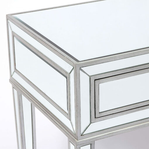 Celine Silver Mirrored Glass 2 Drawer Dressing Table Console Table