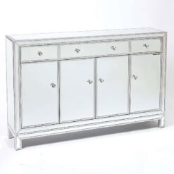 Celine Silver Mirrored Glass 3 Drawer 4 Door Sideboard Cabinet