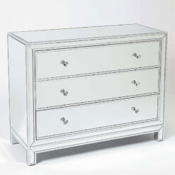 Celine Silver Mirrored Glass 3 Drawer Chest Of Drawers Sideboard