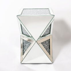Diamond Crush Prism Mirrored Glass Side Table End Table 60cm