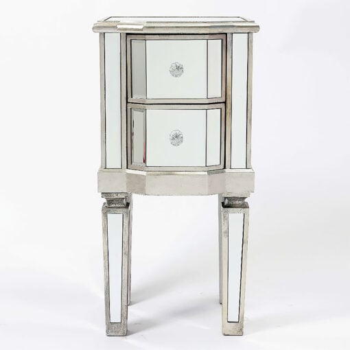 Lucca Vintage Venetian 2 Drawer Mirrored Glass Bedside Cabinet