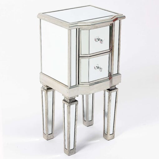 Lucca Vintage Venetian 2 Drawer Mirrored Glass Bedside Cabinet