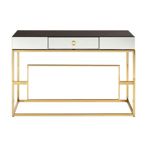 Matisse Mirrored Glass And Gold Metal 1 Drawer Hallway Console Table