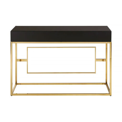 Matisse Mirrored Glass And Gold Metal 1 Drawer Hallway Console Table