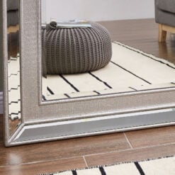 Paris Large Floor Mirror With Mirrored Glass And Mock Croc Trim 180cm