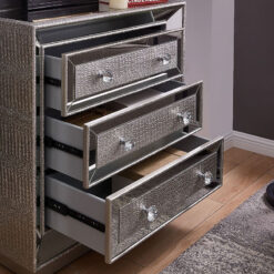 Paris Mirrored 3 Drawer Chest Of Drawers With Mock Croc Faux Leather