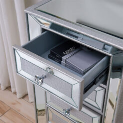 Paris Mirrored 5 Drawer Chest Of Drawers With Mock Croc Faux Leather