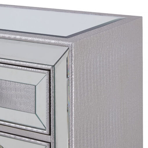 Paris Mirrored 5 Drawer Chest Of Drawers With Mock Croc Faux Leather