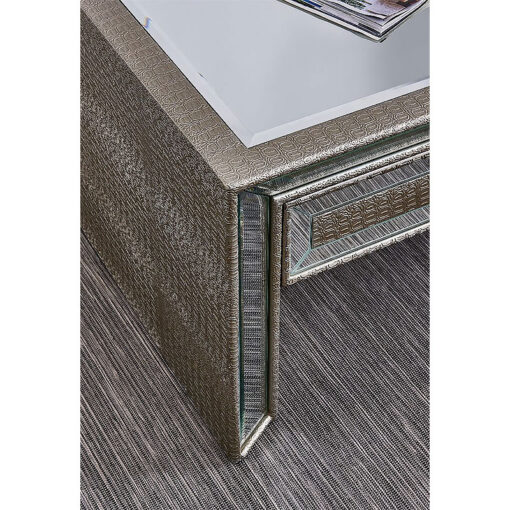 Paris Mirrored Glass Coffee Table With Mock Croc Faux Leather