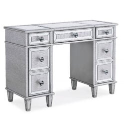 Paris Mirrored Glass Dressing Table With Silver Mock Croc Faux Leather