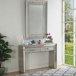 Paris Mirrored Glass Hallway Console Table With Mock Croc Faux Leather