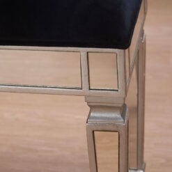 Paris Mirrored Glass Vanity Dressing Stool With Antique Silver Trim