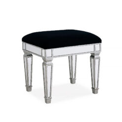 Paris Mirrored Glass Vanity Dressing Stool With Antique Silver Trim