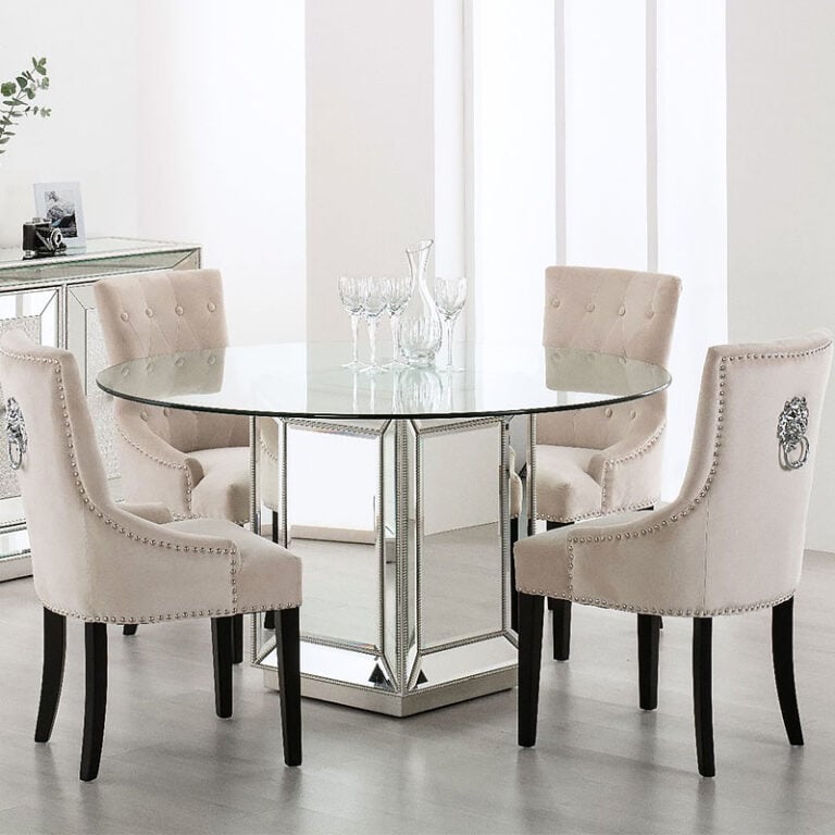 Paris Round Mirrored Glass 4 Seater Dining Table 145cm Picture