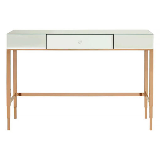 Sydney Mirrored Glass And Rose Gold Metal 1 Drawer Console Table