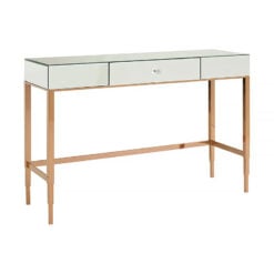 Sydney Mirrored Glass And Rose Gold Metal 1 Drawer Console Table