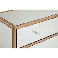 Sydney Mirrored Glass And Rose Gold Metal 3 Drawer Chest Of Drawers