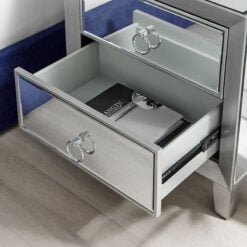 Valencia 2 Drawer Silver Mirrored Glass Bedside Cabinet