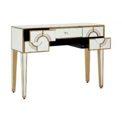 Venice Antique Gold Mirrored Glass Console Table Dressing Table