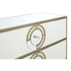 Venice Mirrored Glass 3 Drawer Chest Of Drawers With Antique Gold Trim