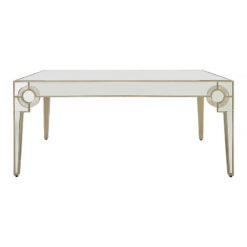Venice Mirrored Glass Dining Table With Antique Gold Trim 180cm