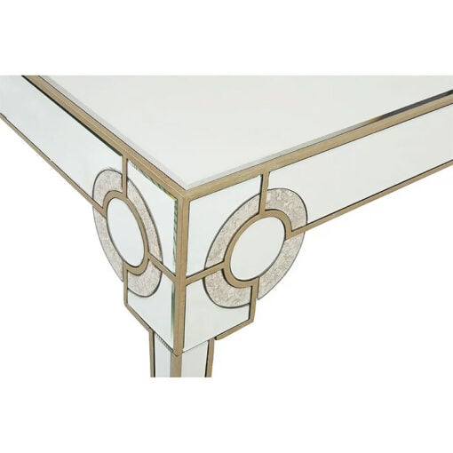 Venice Mirrored Glass Dining Table With Antique Gold Trim 180cm