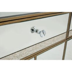 Venice Mirrored Glass Sideboard Cabinet With Antique Gold Trim