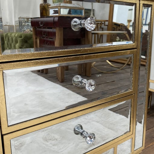 Canterbury Gold Mirrored 3 Drawer Venetian Bedside Cabinet